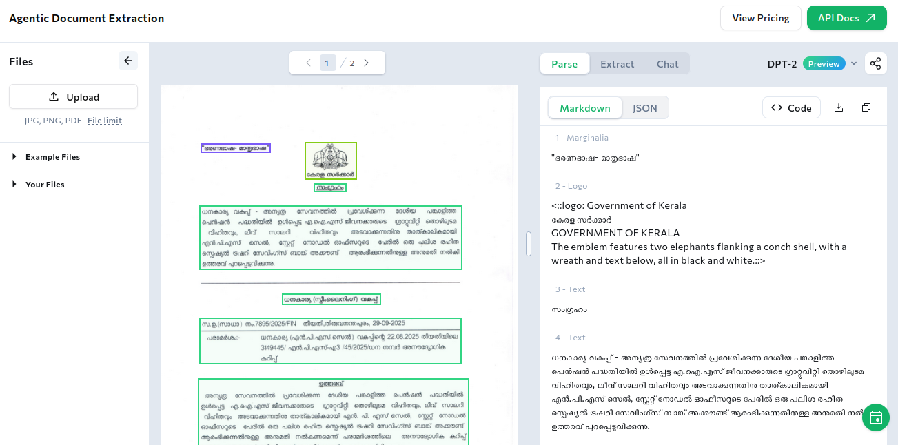 LandingAI's OCR capabilities